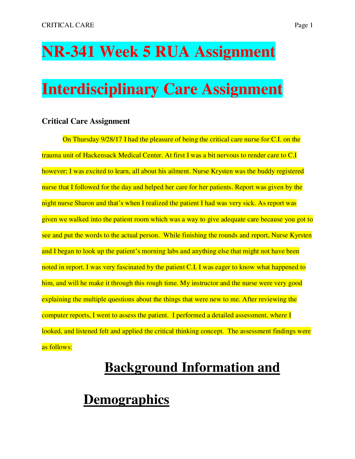 Preview image of NR-341 Week 5 RUA Assignment Interdisciplinary Care Assignment With All Solved Solutions Graded A Plus (Latest Version) document